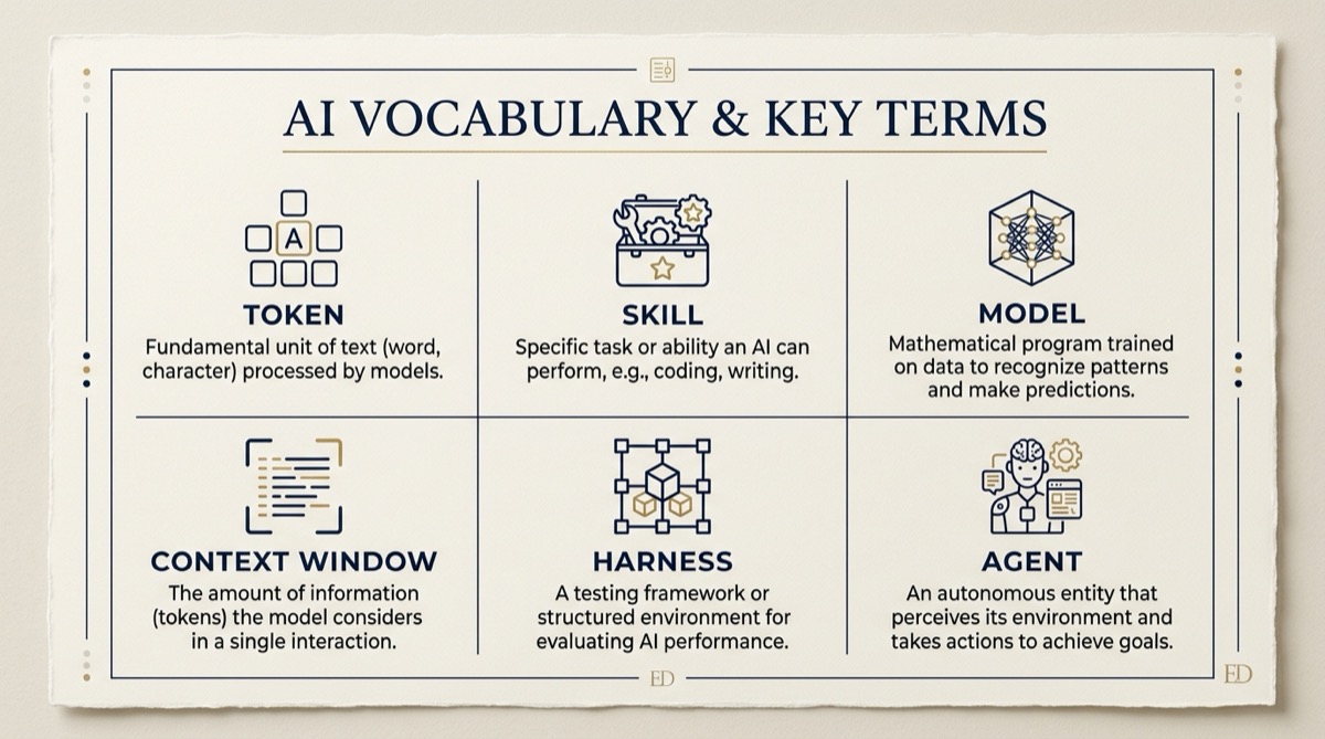 AI vocabulary and key terms reference card
