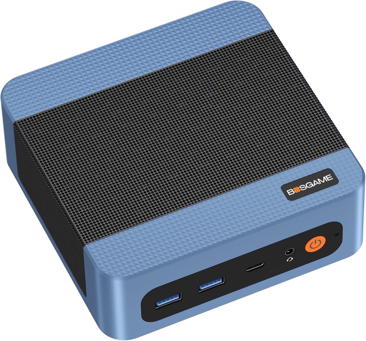 Compact blue mini PC used as a worker in the lab