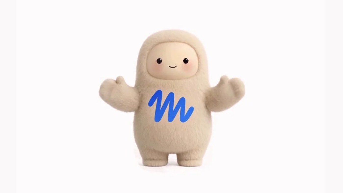 The friendly cream-colored Muse character with its blue mark