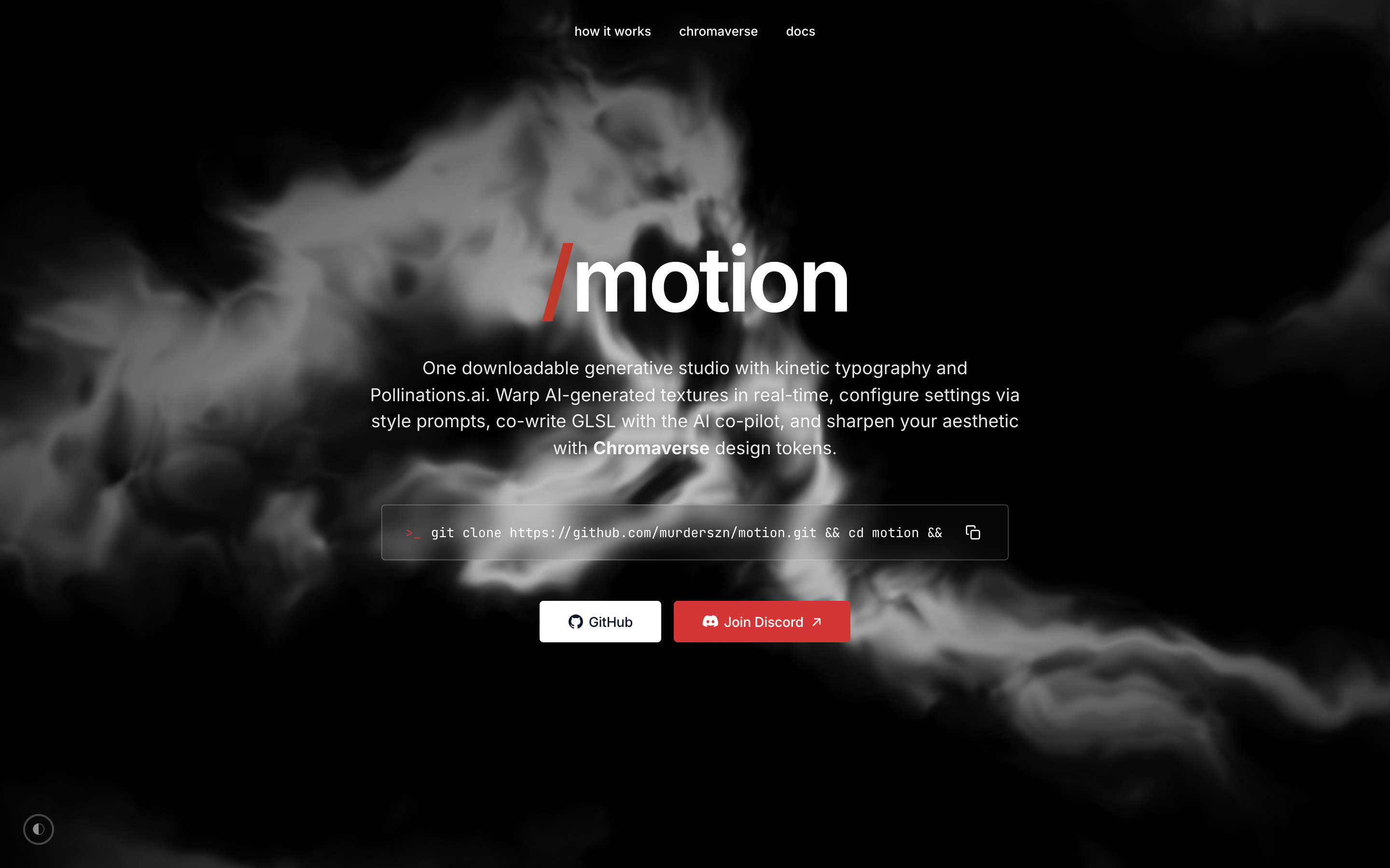 /motion WebGL generative shader studio preview
